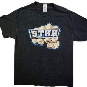 STHR Fist Graphic T Shirt Men's Medium Delta Pro Weight Black Short Sleeve Tee